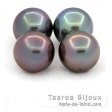 Lot of 4 Tahitian Pearls Round C from 10.6 to 10.7 mm