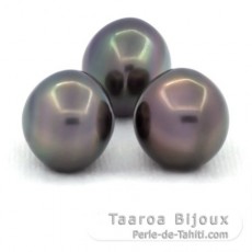 Lot of 3 Tahitian Pearls Semi-Baroque C from 13.7 to 13.9 m