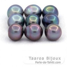 Lot of 9 Tahitian Pearls Semi-Baroque C from 9.1 to 9.4 mm