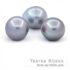 Lot of 3 Tahitian Pearls Semi-Baroque C from 13.6 to 13.8 mm