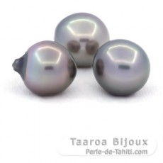 Lot of 3 Tahitian Pearls Semi-Baroque B/C from 13.5 to 13.7 mm
