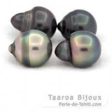 Lot of 4 Tahitian Pearls Ringed B/C from 10.5 to 10.8 mm