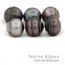 Lot of 6 Tahitian Pearls Ringed B/C from 12 to 12.4 mm