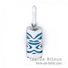 Silver and Turquoise Tiki - 10 mm - Luck