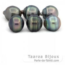 Lot of 6 Tahitian Pearls Ringed C from 12 to 12.3 mm