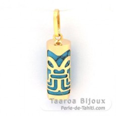 18K Gold Pendant and Turquoise - 12 mm - Abundance