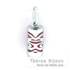 Silver and Pink Agate Tiki - 10 mm - Luck