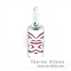 Silver and Pink Agate Tiki - 10 mm - Luck