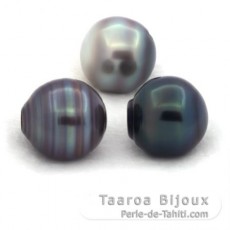 Lot of 3 Tahitian Pearls Ringed C 13 mm