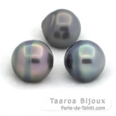 Lot of 3 Tahitian Pearls Ringed C from 12.4 mm