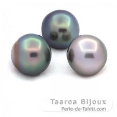 Lot of 3 Tahitian Pearls Semi-Baroque C from 12.6 to 12.7 mm