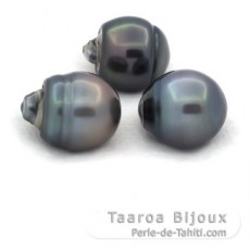 Lot of 3 Tahitian Pearls Ringed C from 12.6 to 12.7 mm