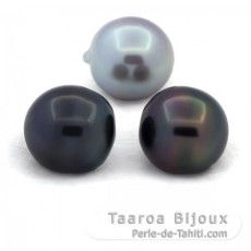 Lot of 3 Tahitian Pearls Semi-Baroque C from 12.1 to 12.3 mm