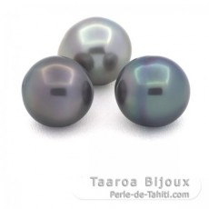 Lot of 3 Tahitian Pearls Semi-Baroque B 10.8 mm