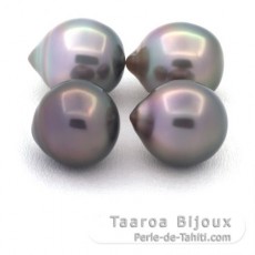 Lot of 4 Tahitian Pearls Semi-Baroque B from 10 to 10.1 mm