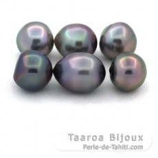 Lot of 6 Tahitian Pearls Semi-Baroque B from 10 to 10.3 mm