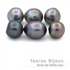 Lot of 6 Tahitian Pearls Semi-Baroque B from 10 to 10.3 mm