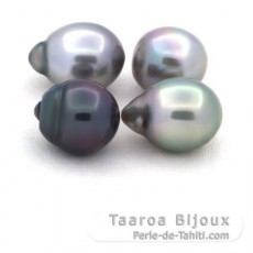 Lot of 4 Tahitian Pearls Semi-Baroque B/C from 10.5 to 10.7 mm