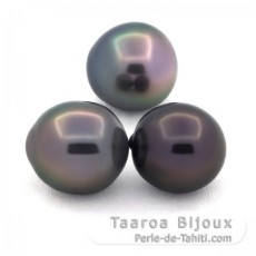 Lot of 3 Tahitian Pearls Semi-Baroque B from 11 to 11.3 mm