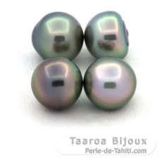 Lot of 4 Tahitian Pearls Semi-Baroque B from 10 to 10.3 mm