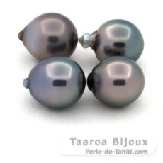 Lot of 4 Tahitian Pearls Semi-Baroque B from 10.5 to 10.9 mm