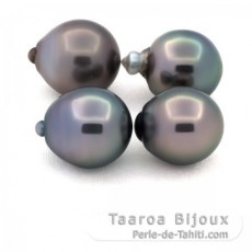 Lot of 4 Tahitian Pearls Semi-Baroque B from 10.5 to 10.9 mm