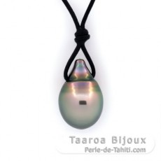 Kangaroo Leather Necklace and 1 Tahitian Pearl Semi-Baroque B 11.6 mm
