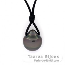 Waxed Cotton Necklace and 1 Tahitian Pearl Ringed C 11.8 mm