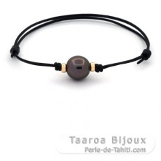 Kangaroo Leather Bracelet and 1 Tahitian Pearl Semi-Baroque A 10.3 mm