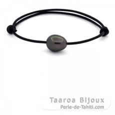 Leather Bracelet and 1 Tahitian Pearl Semi-Baroque B 11.3 mm