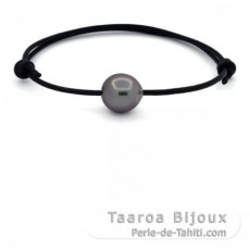 Leather Bracelet and 1 Tahitian Pearl Semi-Baroque C 12.3 mm