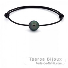 Leather Bracelet and 1 Tahitian Pearl Semi-Baroque B 11.5 mm