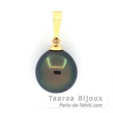 18K Solid Gold Pendant and 1 Tahitian Pearl Semi-Baroque B 10.5 mm