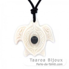 Turtle Pendant in Bone and 1 Keishi