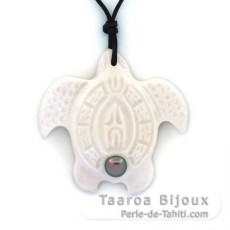Turtle Pendant in Bone and 1 Keishi