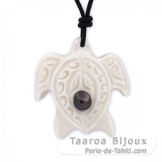 Turtle Pendant in Bone and 1 Keishi