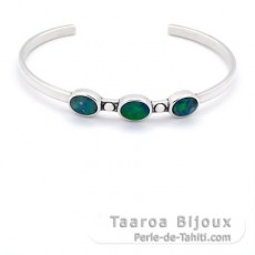 Silver Bracelet with 3 Australian Opals (Doublets) - 2.7 carats