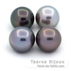 Lot of 4 Tahitian Pearls Round C from 11.1 to 11.3 mm