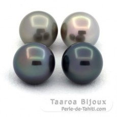 Lot of 4 Tahitian Pearls Round C from 10.6 to 10.9 mm