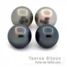 Lot of 4 Tahitian Pearls Round C from 10.6 to 10.9 mm