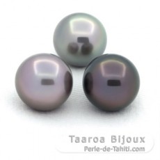 Lot of 3 Tahitian Pearls Round C de 11.5 mm