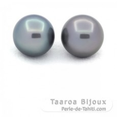 Lot of 2 Tahitian Pearls Round C 11.7 and 11.9 mm