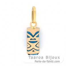 18K Gold Pendant and Turquoise - 10 mm - Luck