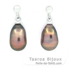Rhodiated Sterling Silver Earrings and 2 Tahitian Keishis