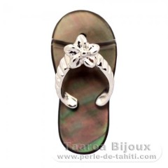 Mother-of-Pearl and Rhodiated Sterling Silver sandal pendant