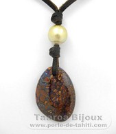 Leather Necklace, 1 Pearl and 1 Opal from Australia