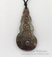 Mother-of-Pearl pendant and 1 Tahitian Pearl Round C 7.7 mm