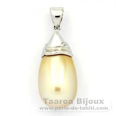 Rhodiated Sterling Silver Pendant and 1 Australian Pearl Semi-Baroque C 11.8 mm
