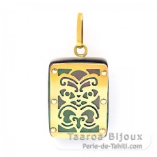 18K Gold and Tahitian Mother-of-Pearl Pendant - Dimensions = 18 X 12 mm - Virility