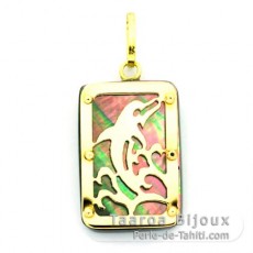 18K Gold and Tahitian Mother-of-Pearl Pendant - Dimensions = 18 X 12 mm - Dolphin